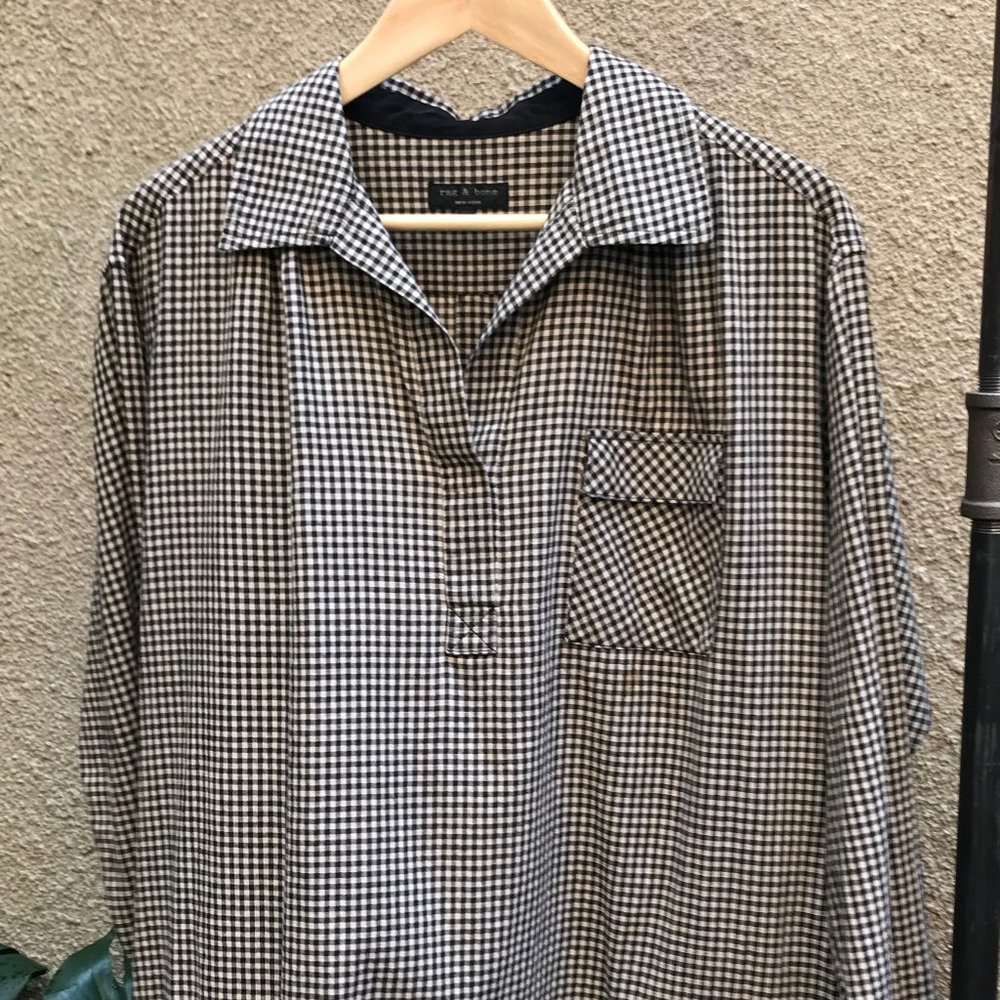 Rag & Bone Collared Tunic in Plaid Cotton